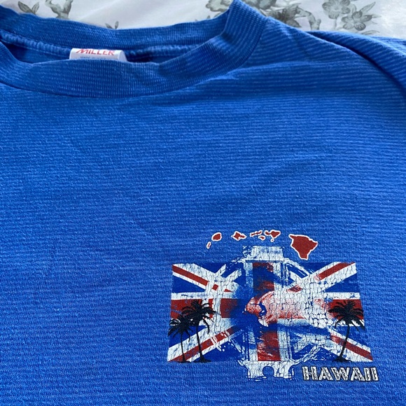Vintage Hawaii Surfing 🏄‍♂️ Tee ; Blue single stitched with great front & back - Picture 1 of 11